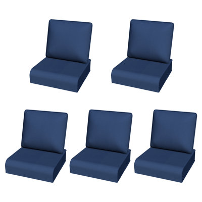 Coussins de canapé d'extérieur toutes saisons, tissu en oléfine et coussins de remplacement résistants à l'eau et aux rayons UV pour meubles de patio, beige, bleu, rouge, 1 à 5 paires