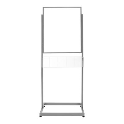 Double Sided Poster Sign Holder Gray Floor Standing Ad Iron Display Stand Acrylic Leaflet Holder for Mall Exhibition Office Commercial Use