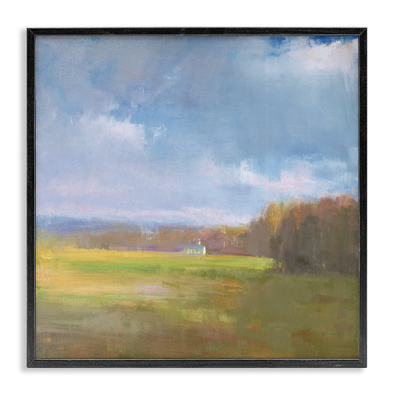 Giclée encadrée de la campagne d'hiver, design par David Shevlino, H 12 po x l 12 po, Giclée encadrée noir minuit