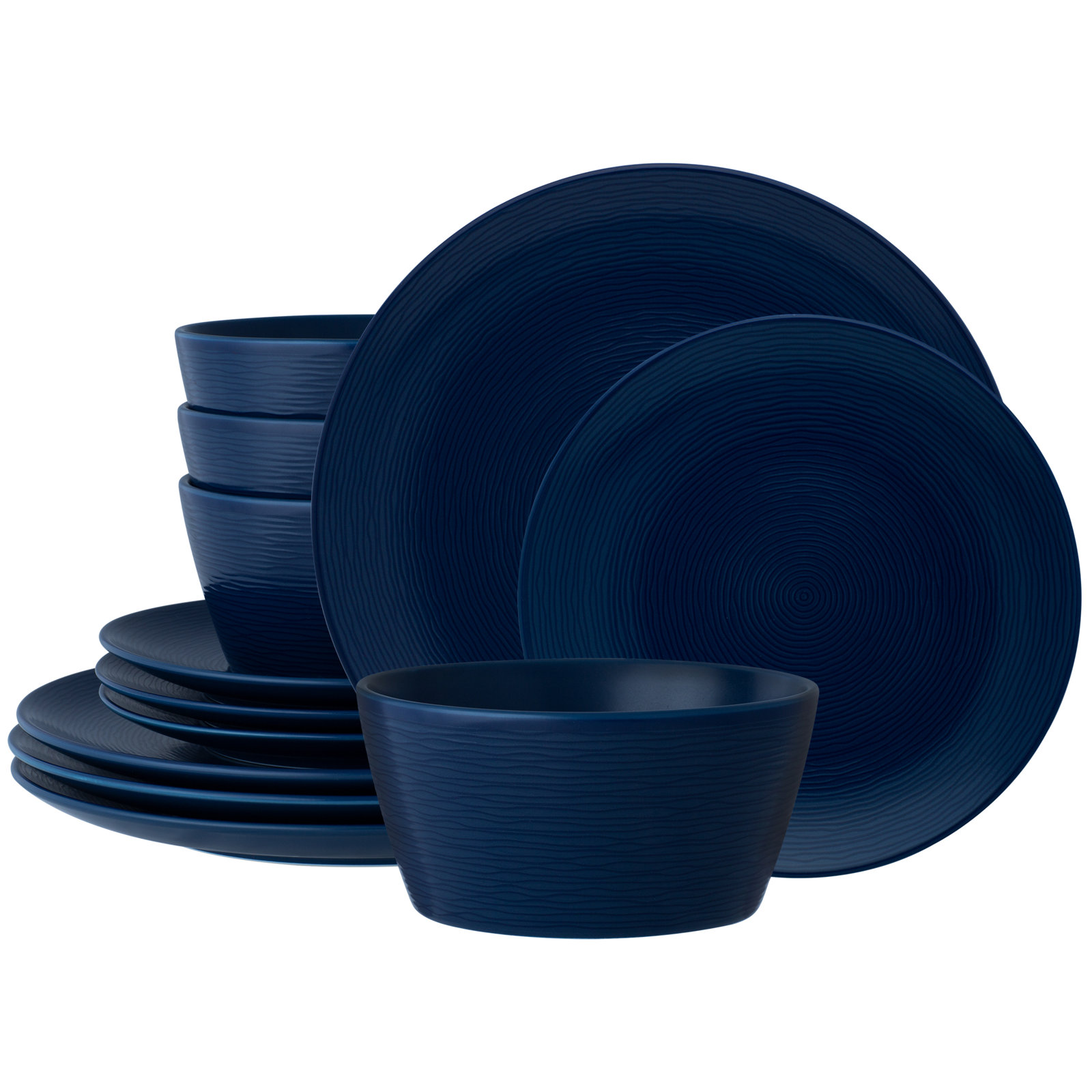 Noritake Colorscapes Swirl 12-Piece Coupe Dinnerware Set, Service For 4, Navy