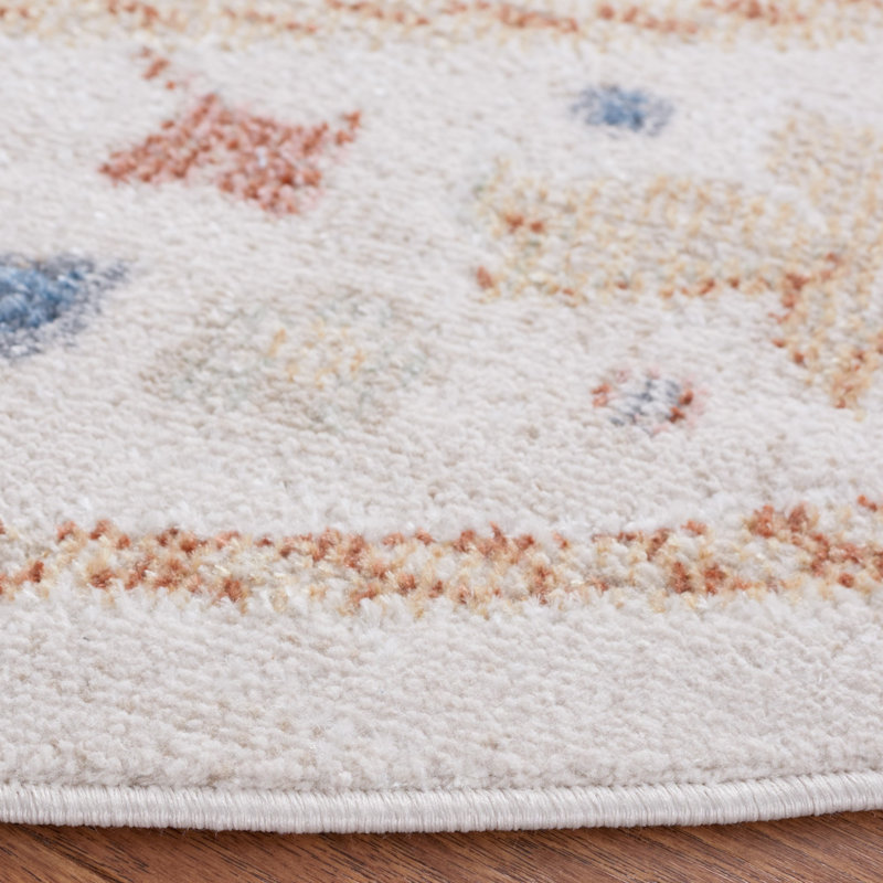 Tapis oriental beige / rouille / bleu Mayhill, Rond 6 pi 7 po