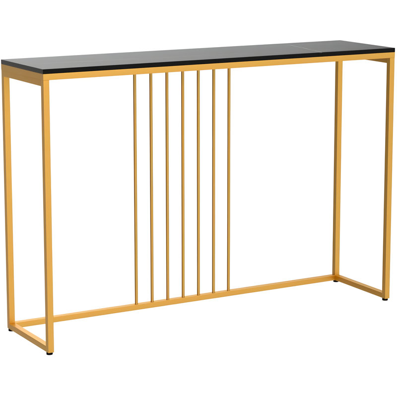 Sintered Stone Console Table With Golden Frame - Modern Narrow Entry Table For Hallway, 47X12x31 Inch