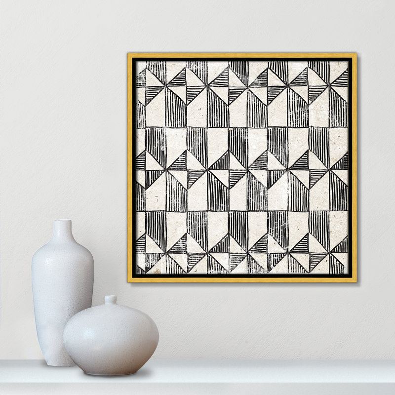 «White Art Deco I» par Aimee Wilson, Framed Canvas, 17.5'' W x 17.5'' H, Gold Floater