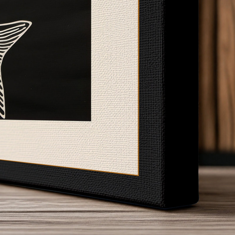 Leaping Salmon Japandi - Wrapped Canvas, 30x20 - 76.2 x 50.8 cm, Black Border
