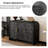 47" Curved Retro Sideboard – Antique Black, Handles, Adjustable Shelves-2019501594