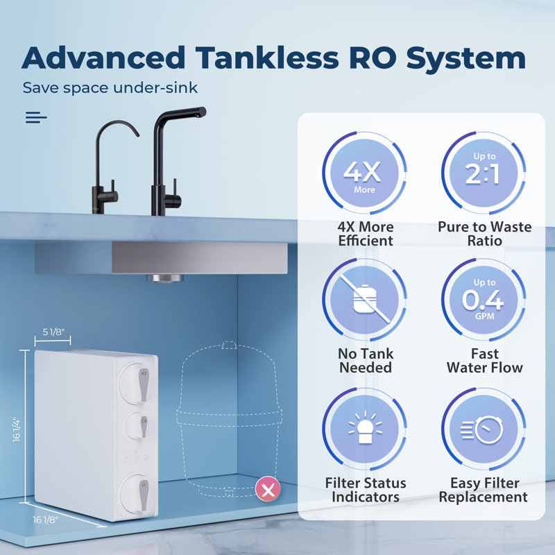 iSpring RO500AK-ORB, système de RO sans réservoir certifié NSF