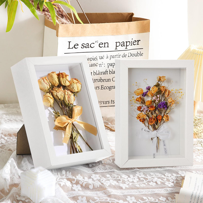 6 Pack 4 X 6 Inches Shadow Box Frame, Small Wood Frame Memory Display Cases,1.2In Depth Picture Frame Case For Dried Flowers, DIY Craft, Memorabilia, Medals And Photos, White