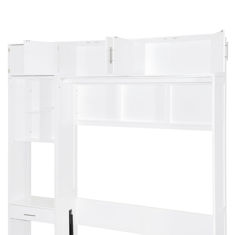 Full Size Wall Murphy Bed With Desk, White