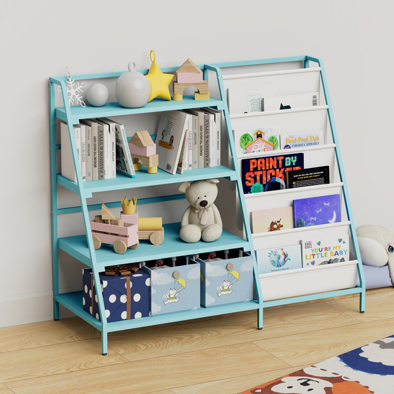 80cm H x 90cm W Metal Bookcase, Dark Green/White