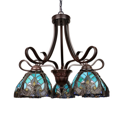 Grand lustre à 5 lumières au fini bronze antique de style victorien CHLOE Lighting LIAISON de 25 po de large