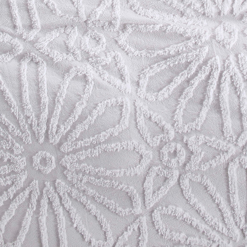 Ensemble de couette Peri Home Chenille Medallion, Housse de couette pour grand lit et 2 taies décor, Blanc