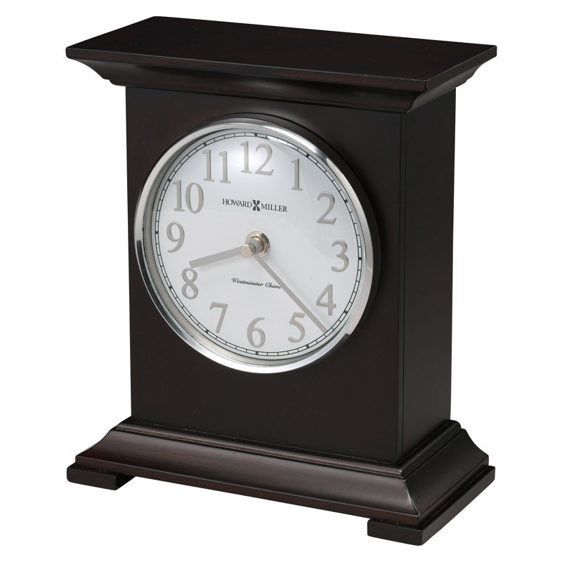 Nell Traditional Analogue Quartz Movement / Crystal Tabletop Clock in Black Coffee/White/Satin Nickel