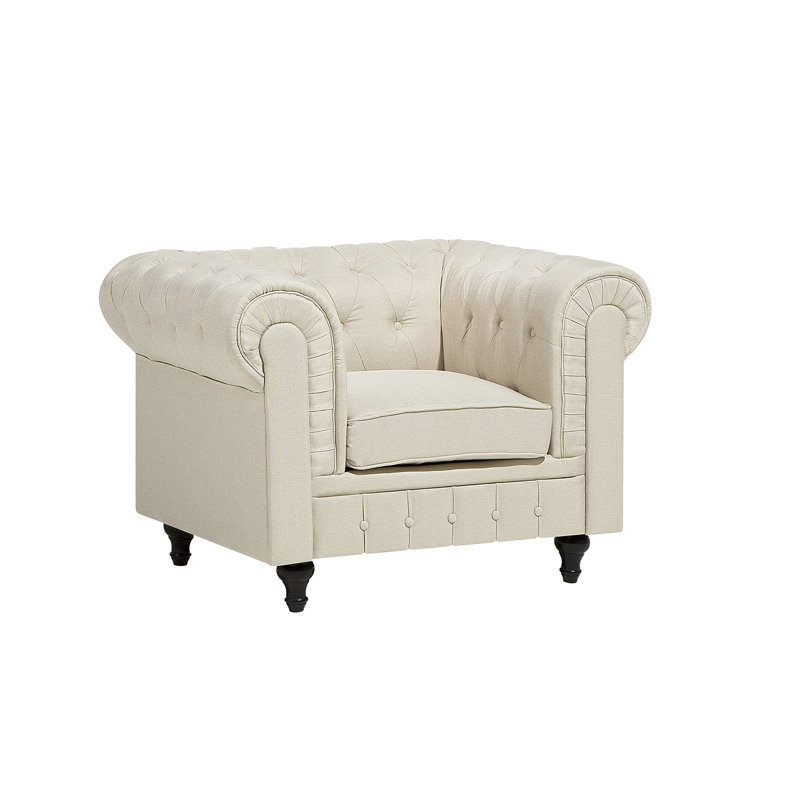 Laila Upholstered Chesterfield Chair, Beige