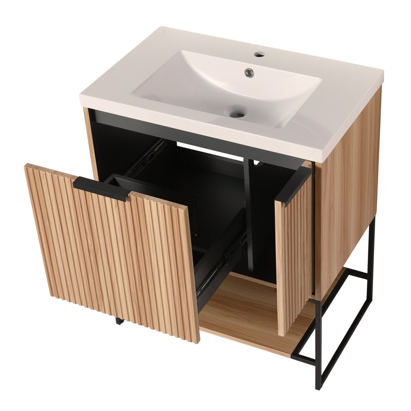 Meuble-lavabo autoportant de 30 po avec lavabo en résine, 30 po x 18 po