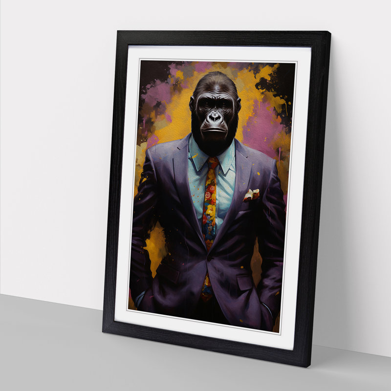 Gorilla in a Suit Painting No.4 - Framed Print, Black, 46cm H x 34cm W x 2cm D