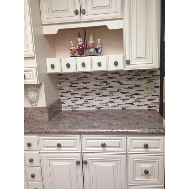 0.6" x 3" Marble Linear Mosaic Wall & Floor Tile, Ivory/Brown