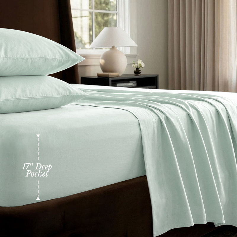 Threadmill 1200 Thread Count 100% Supima Cotton Sheet Set in Sateen Weave, Seaglass, King Sheet Set with 2 Pillowcases