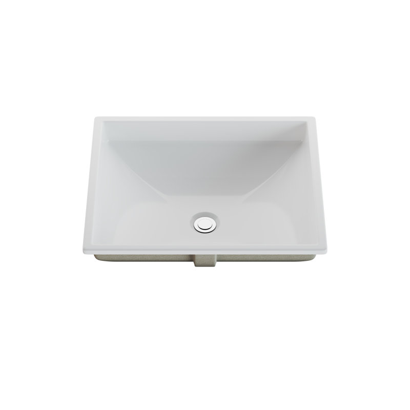 Lavabo de salle de bain rectangulaire encastré en porcelaine vitrifiée blanc PS-822 Cantrio