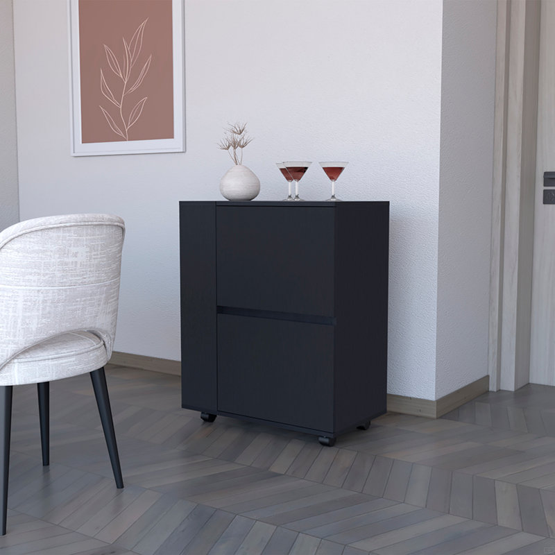 Chariot-bar, salon, noir, Noir