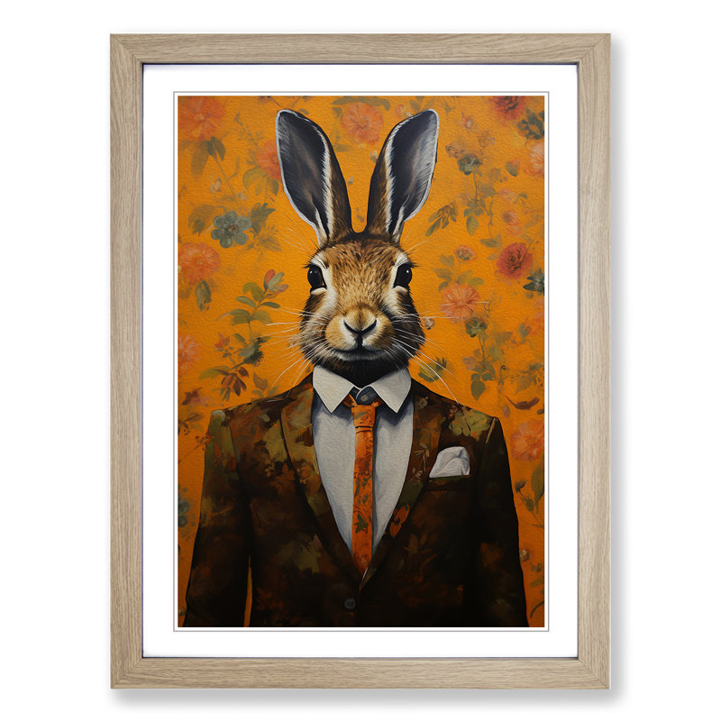 Hare in a Suit Painting No.2 - Framed Print, Oak Framed, 46cm H x 34cm W x 2cm D