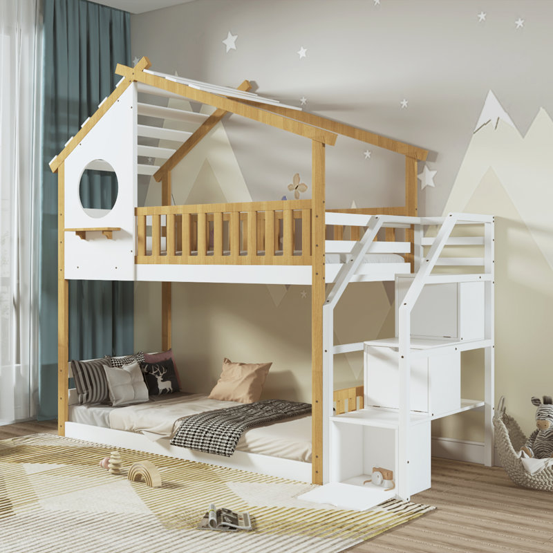 Soejima Kids Twin Over Twin Bunk Bed, White