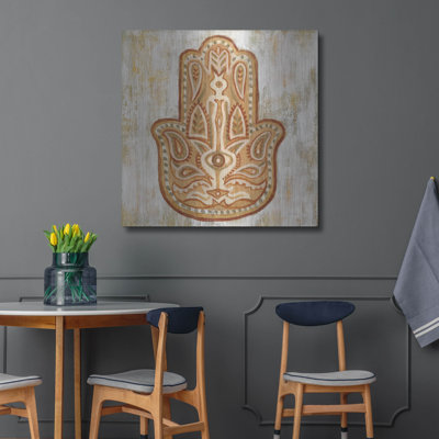 Art mural luxueux «Hamsa» par Silvia Vassileva, 36 po x 36 po