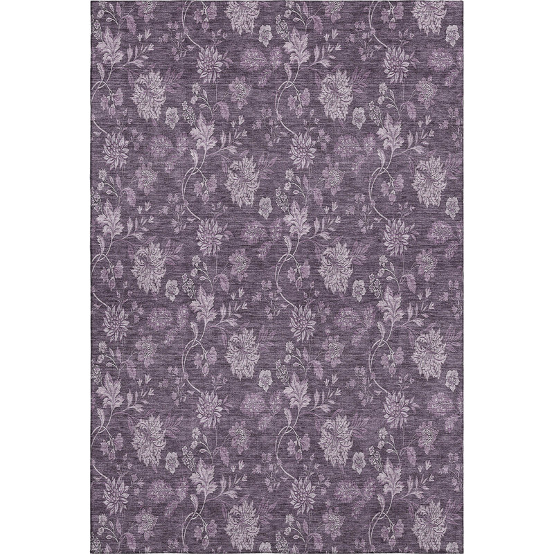 Premium Machine Washable Prisco Plum Rug, Rectangle 3' x 5'