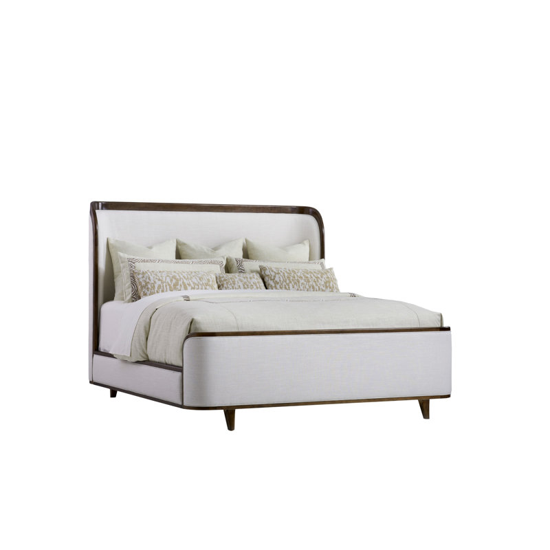 Novella Upholstered Low Profile Platform Bed, Natural/Night Graphite, Queen