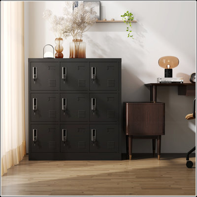 Casier de rangement en métal à 9 portes avec emplacement pour carte, parfait pour le bureau, la salle de sport, l'école et l'organisation à domicile