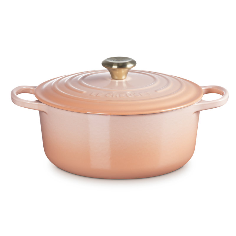 Le Creuset Signature Enameled Cast Iron Round Dutch Oven with Lid, 5.5 quarts, Peche