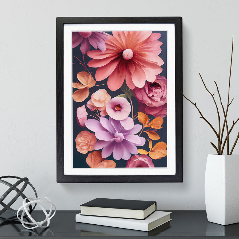 Many Pretty Flowers - Framed Print, Black, 64cm H x 46cm W