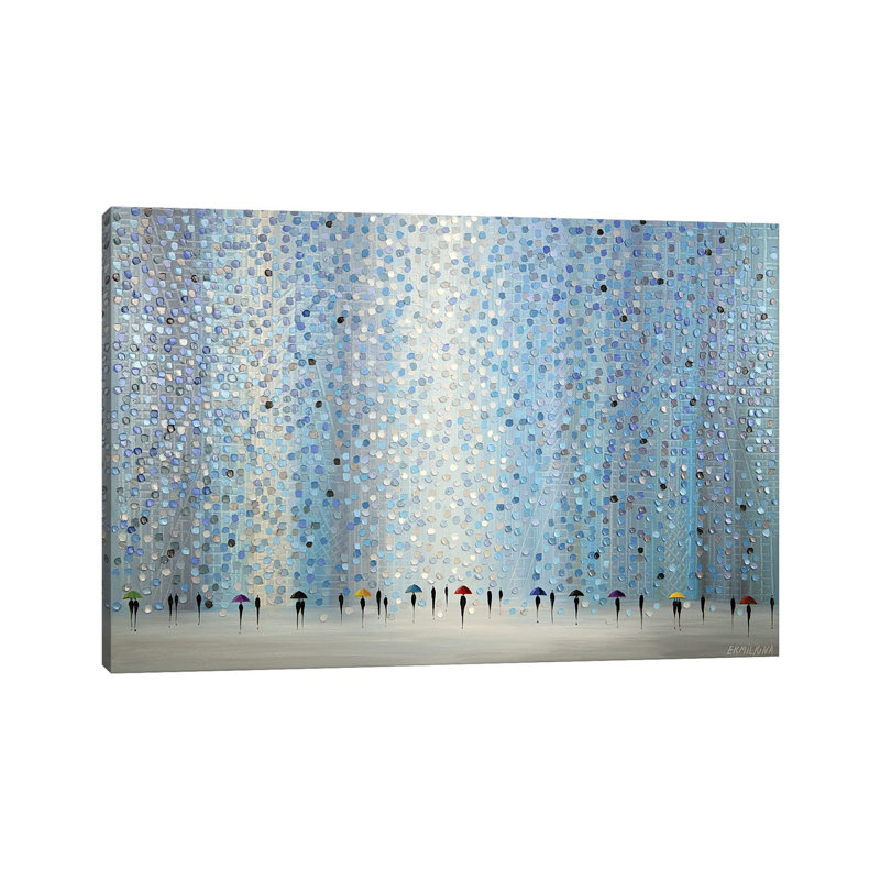 Little Umbrellas by Ekaterina Ermilkina - Painting on Canvas, 20.32 cm H x 30.48 cm W, Wrapped Canvas
