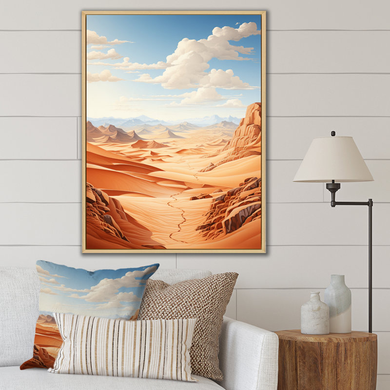 Desert Dunes II - paysages, reproduction d'art sur toile, H 40 po x l 30 po, Cadre photo blanc