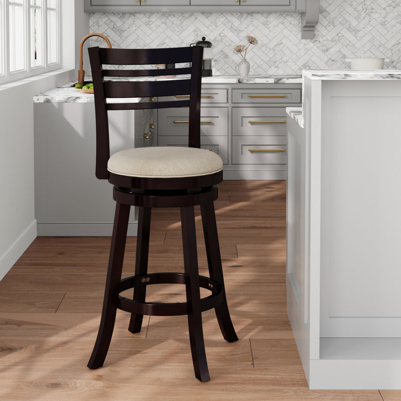 Nichoas Swivel Upholstered Counter Stool, Bar Stool (30.1" Seat Height), White, Espresso