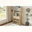 Buffet compact 33,5 x 15,7 x 69 pouces avec huche et table de salle à manger pliable, armoire multifonctionnelle avec tablette de rangement et crochets latéraux pour petits espaces, studio, appartement, naturel