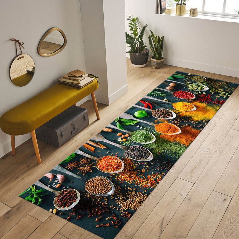 Ethnic Intricate Floral Pattern Non Woven Printed Rug Enhances the Style of Any Living Space, Runner 2'8" x 6'7"