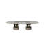 Table basse moderne avec plateau en marbre Jade Hare, tablette en verre ultra-transparent et base en acier inoxydable Jade-Tone