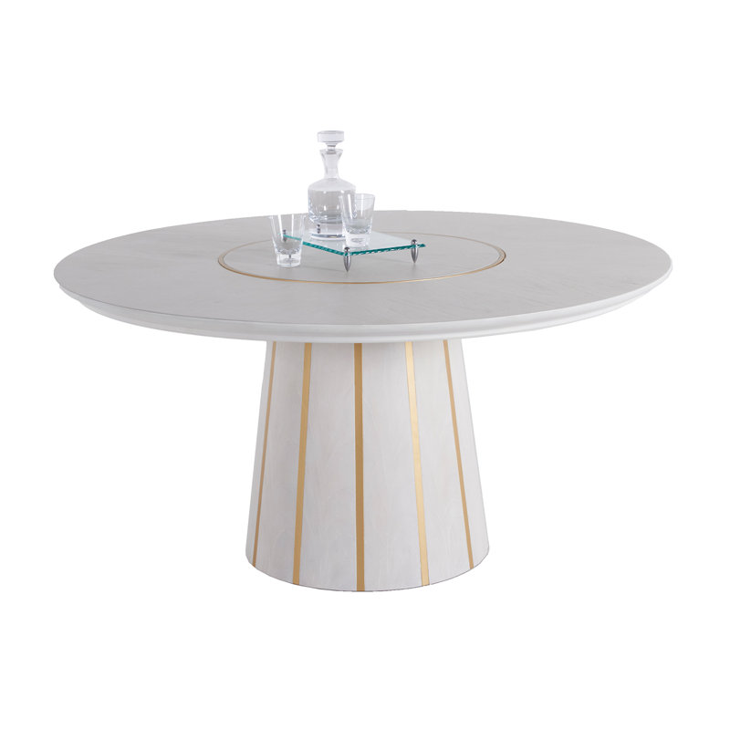 Morgan Mahogany Solid Wood Dining Table, Cerused White/Gold