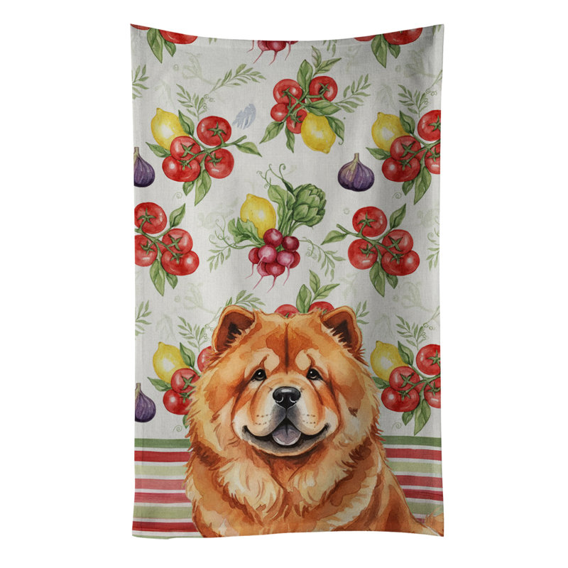 Red Chow Chow Vegetables Kitchen Towel, Red Chow Chow