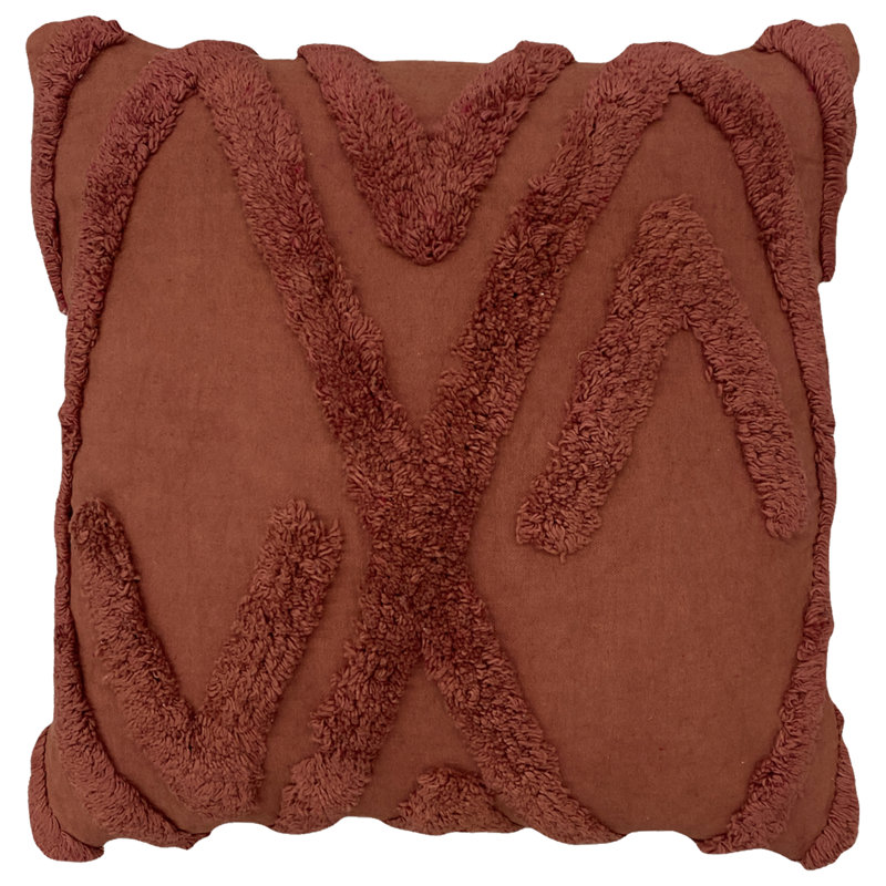 Geometric Square Throw Cushion, Feather, Red