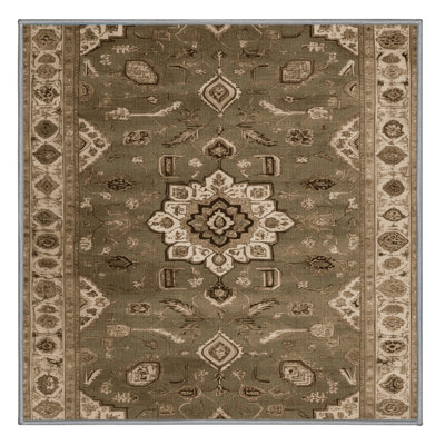 Machine Washable Tabriz Brown Area Rug
