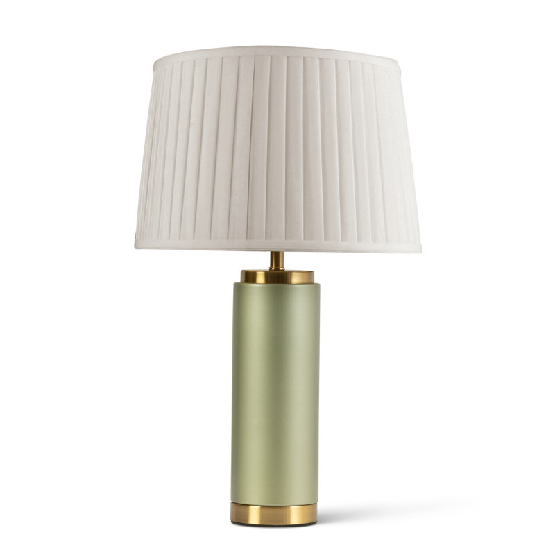 Cylinder 55cm Metal Ceramic look Table Lamp, Cream, Green