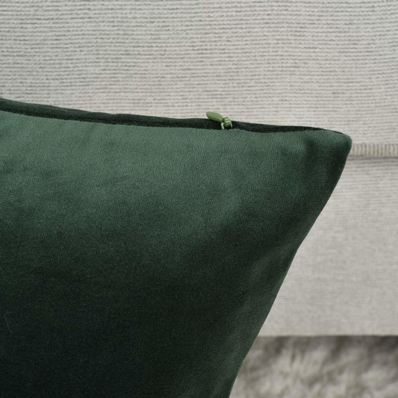 Housse de coussin en velours uni, Vert, H 22 po x l 22 po