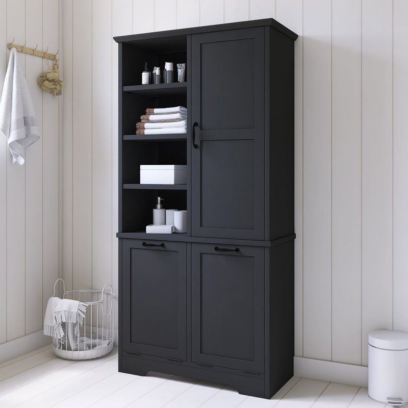 Armoire de rangement pour salle de bain 68 po, Noir