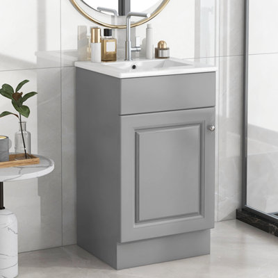 Meuble-lavabo 18 po avec lavabo, meuble-lavabo avec tablette de porte et tablette réglable