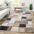Checkered Area Rug in Patchwork Style in Beige and Grey-193210578