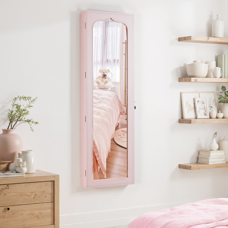 Wall Mounted Required Jewelry Armoire, Pink