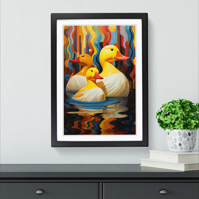 Rubber Ducks Art Deco - Single Picture Frame Print on Wood