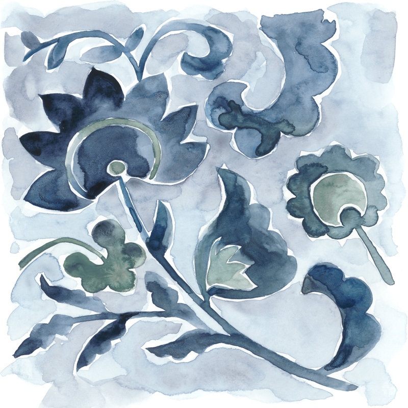 Peinture sur toile tendue Indigo Ornament VI, H 36 po x l 36 po