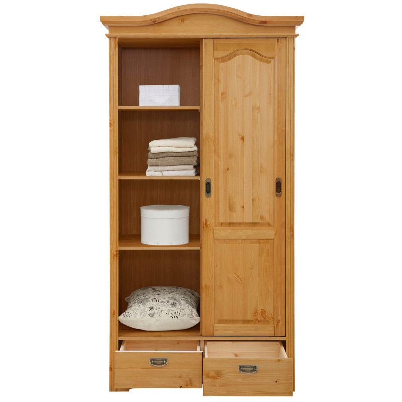 Donalsonville 2 Door Solid Wood Wardrobe, Natural Brown Oil